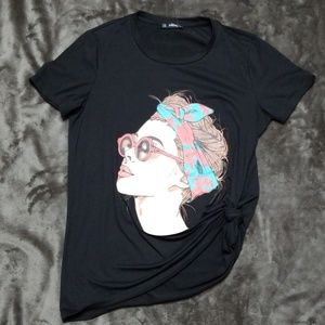 NEW SHEIN GRAPHIC KNOTTED TEE SHIRT TOP RARE HTF